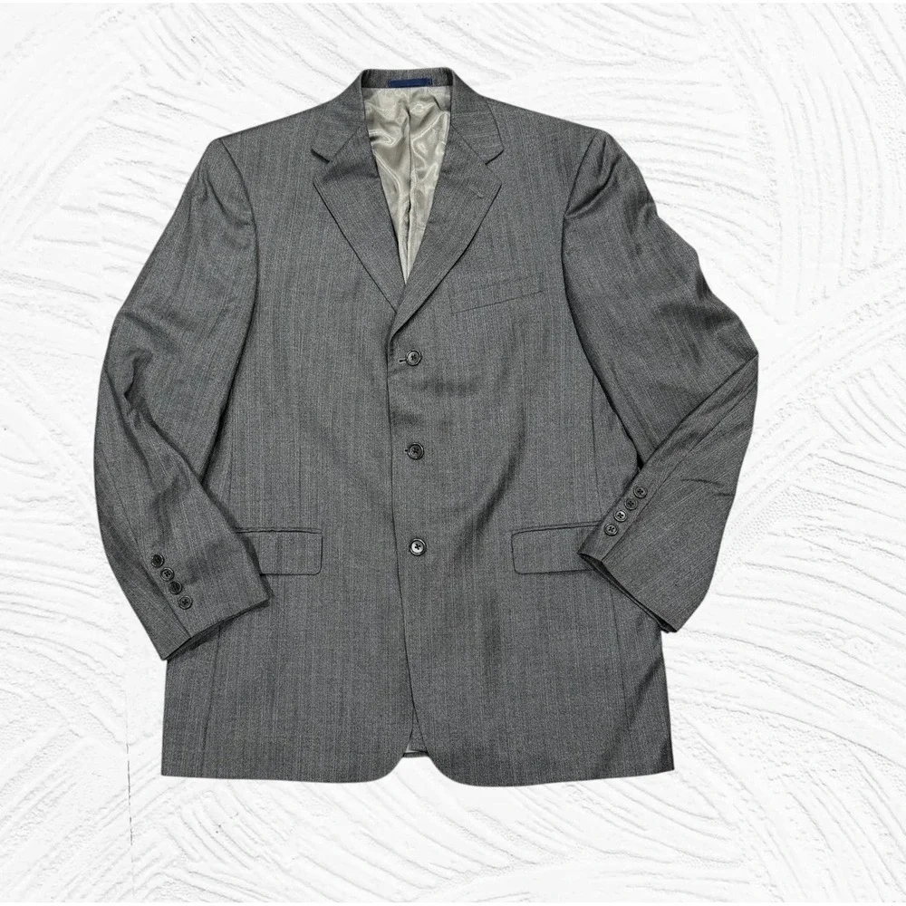 Daniel Cremieux Blazer 42L Loro Piana Fabric Charcoal Grey Pinstripe 3-Button